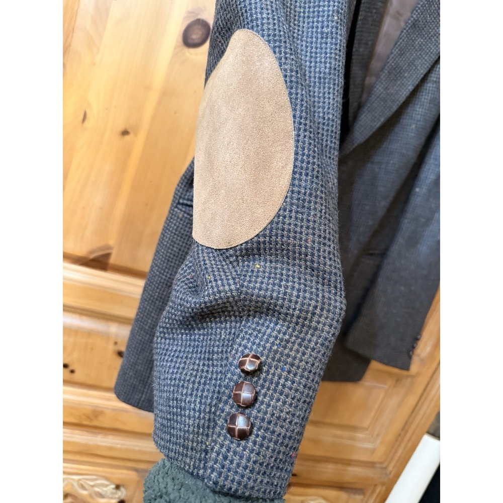 English Manor Men's Tweed Sport Coat Blazer Two Button Brown Wool Size 46L - Picture 3 of 16